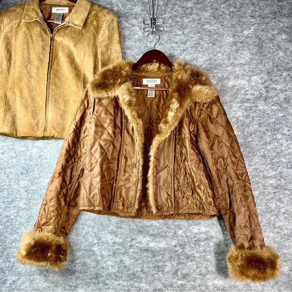 Alfani Suede Jacket w/ Removable Faux Fur Trimmed Quilted Shell Women’s Small - Picture 13 of 16